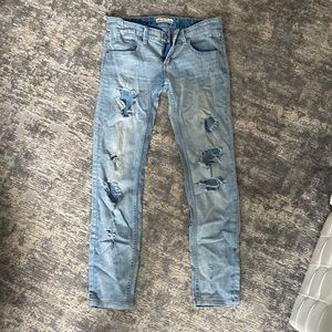 FREE PEOPLE size 27 light wash jeans with rips